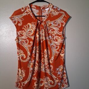 Liz Claiborne Orange Paisley Blouse